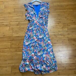 Revolve Majorelle Mistwoot ‎ Dress Blue Floral  Maxi Wrap Size XL New